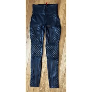 Women’s SPANX Black Faux Leather #20248R Moto Leggings Size XS Pants *B2